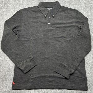 UNTUCKit Zingaro Polo Shirt Mens M Gray Charcoal Long Sleeve Cotton Blend New